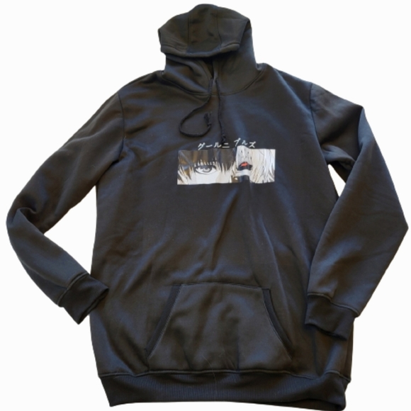 Hoodie Harajuku Anime Style Tokyo Ghoul Kaneki Ken Split Eyes Black Size 3XL - Picture 3 of 9